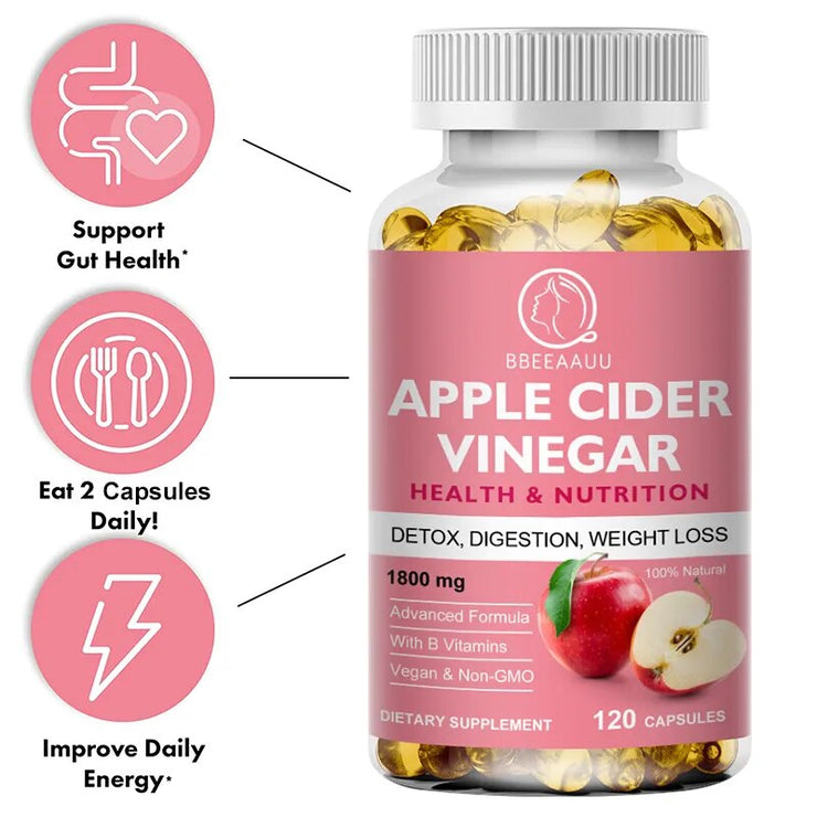 BEAU Malic Acid Apple Cider Vinegar Capsules ACV for Weight Loss